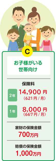 お子さまがいる世帯向け 8,600円/年から